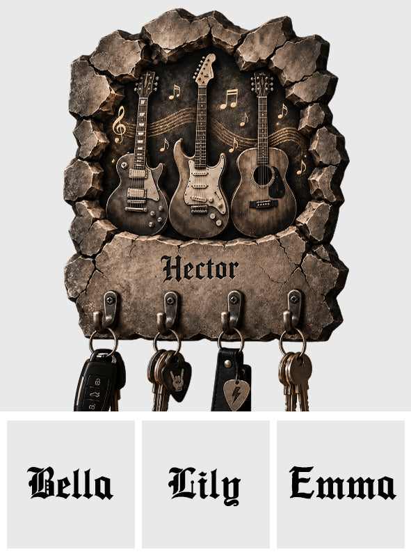 Guitar Lovers Gift - Personalized Guitar Custom Shaped Hanging Rack
