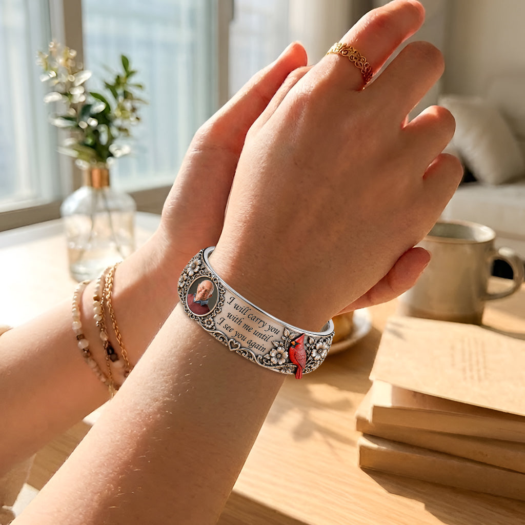Until I See You Again - Personalized Memorial Shaped Cuff Bracelet
