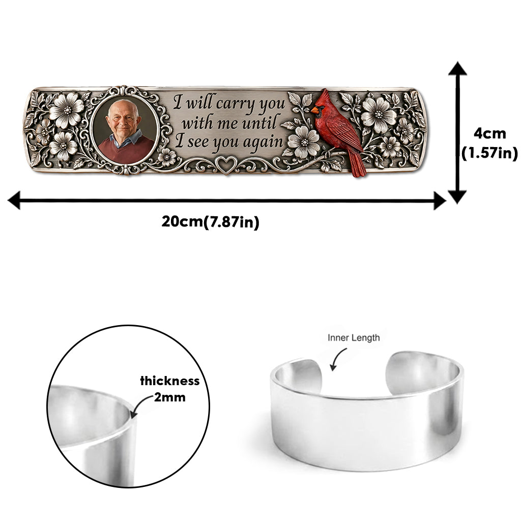 Until I See You Again - Personalized Memorial Shaped Cuff Bracelet
