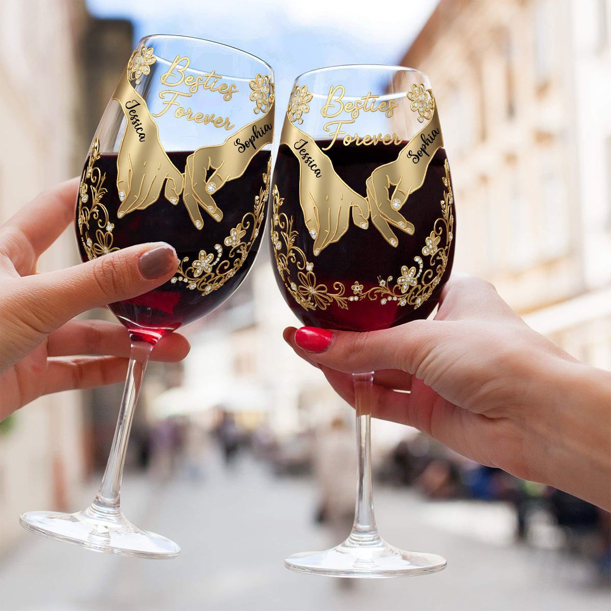 Besties Forever - Personalized Bestie Wine Glass With Long Stem