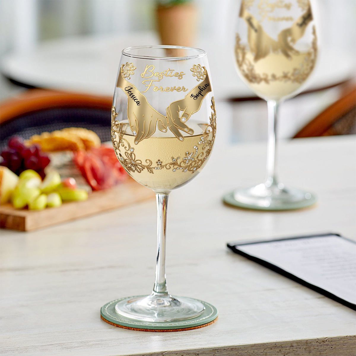 Besties Forever - Personalized Bestie Wine Glass With Long Stem