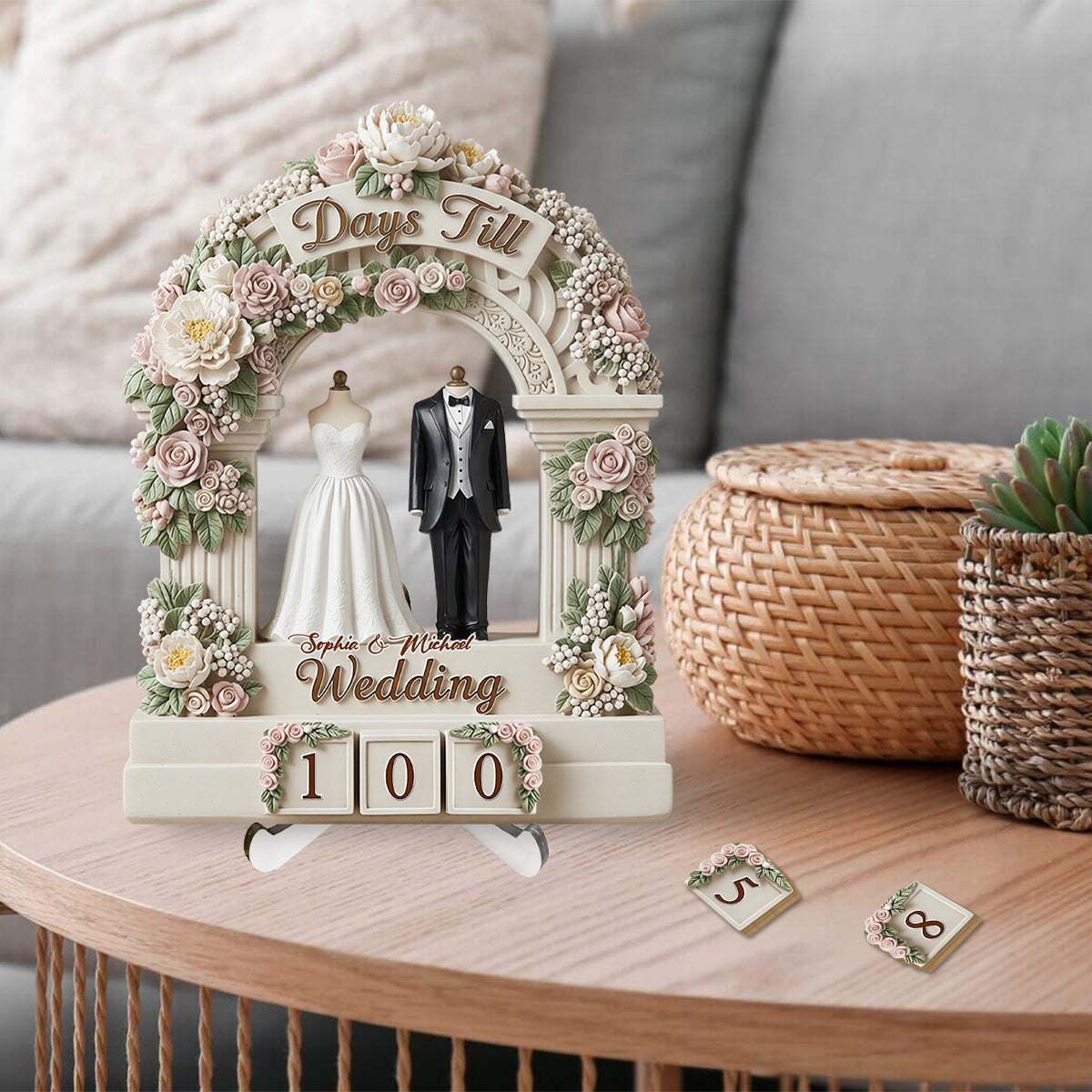 Wedding Countdown - Personalized Couple Interchangeable Plaque