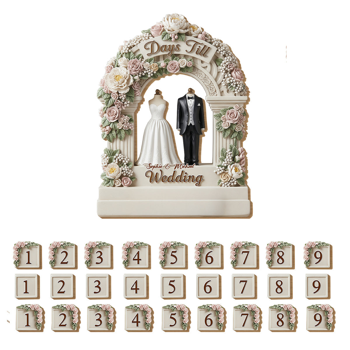 Wedding Countdown - Personalized Couple Interchangeable Plaque
