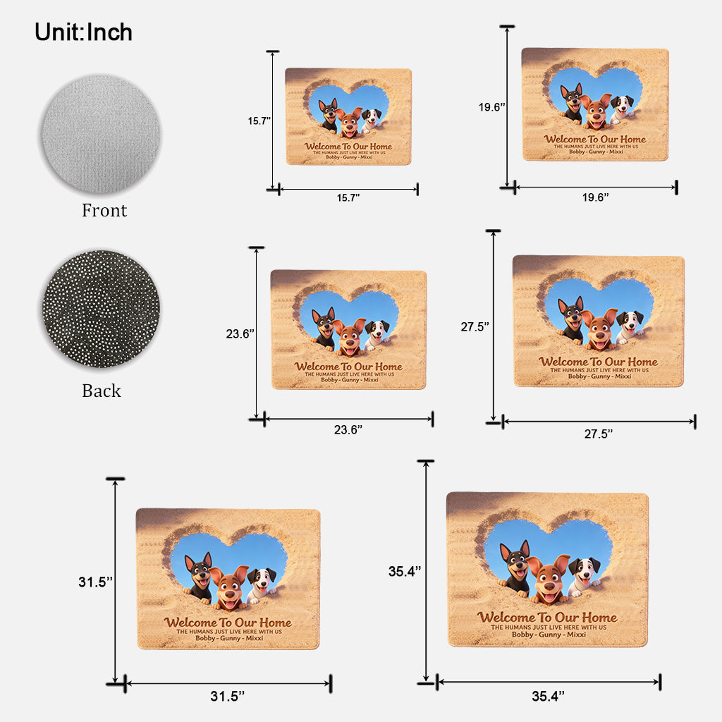 Bienvenue chez nous ! Tapis d’entrée/tapis personnalisé en forme de chien