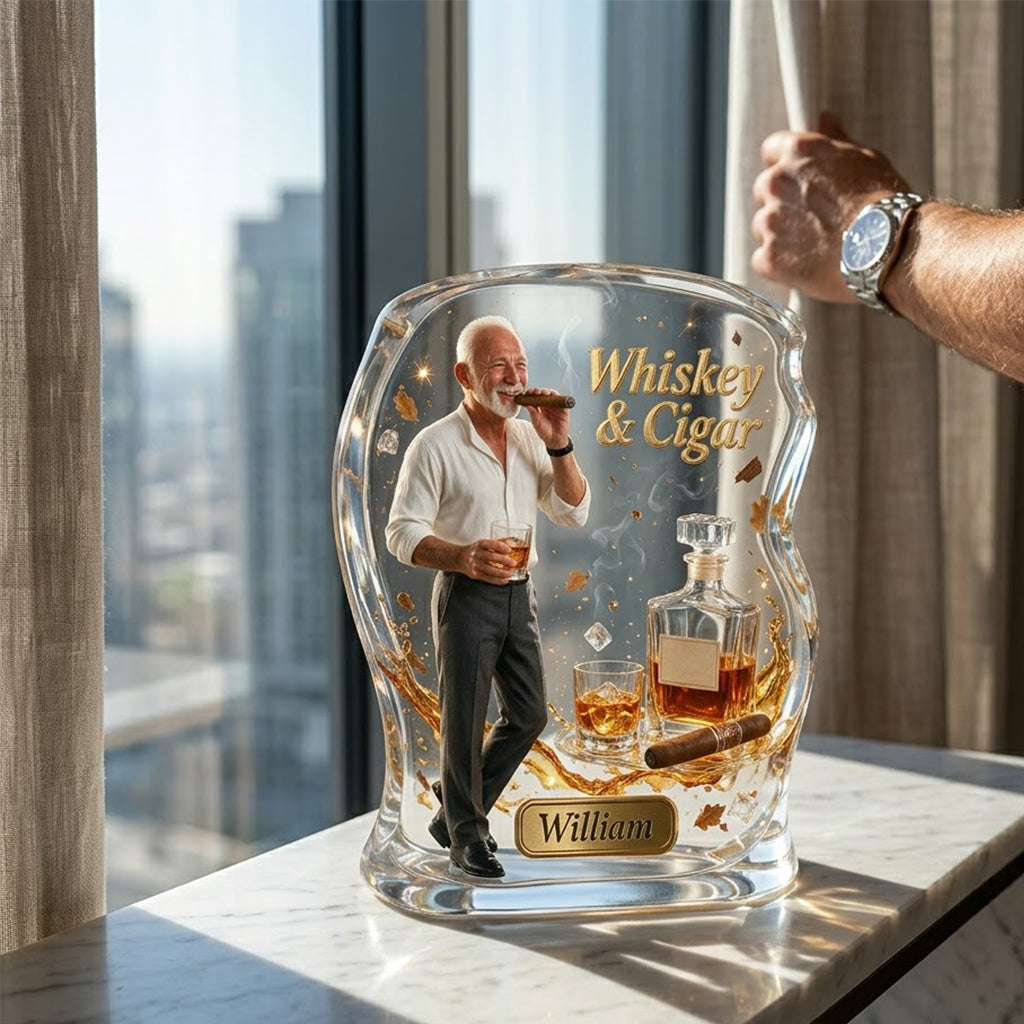 Jedes Foto, Whiskey & Zigarre - Personalisierte Whisky Acrylplakette