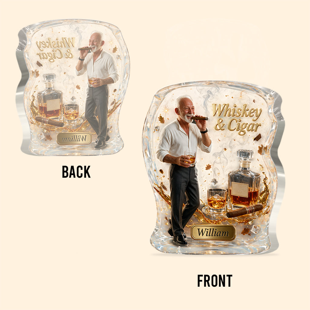 Jedes Foto, Whiskey & Zigarre - Personalisierte Whisky Acrylplakette