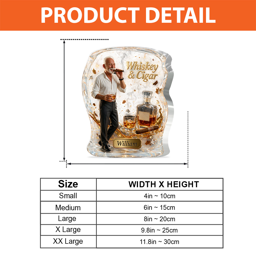 Jedes Foto, Whiskey & Zigarre - Personalisierte Whisky Acrylplakette