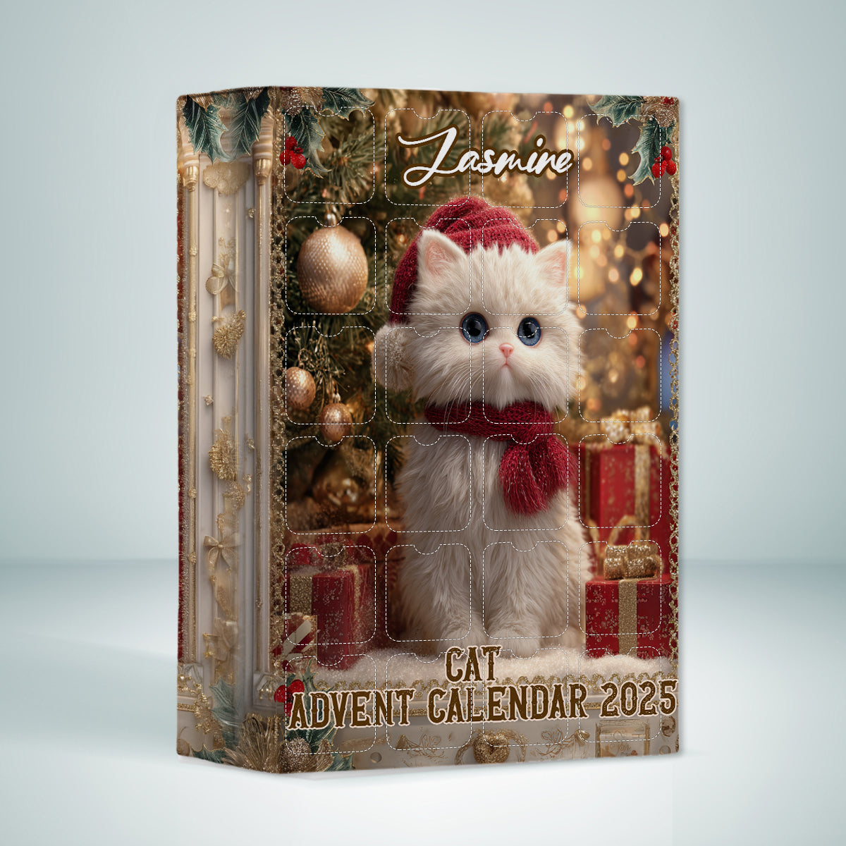 Love Cat - Personalized Cat Advent Calendar With Ornaments