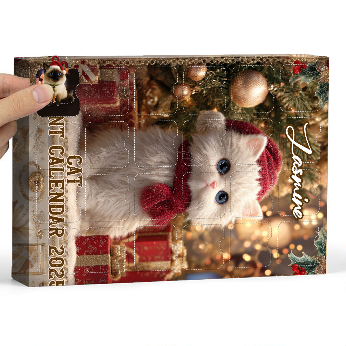 Love Cat - Personalized Cat Advent Calendar With Ornaments