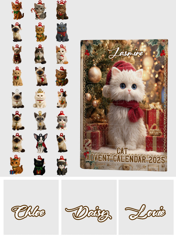 Love Cat - Personalized Cat Advent Calendar With Ornaments