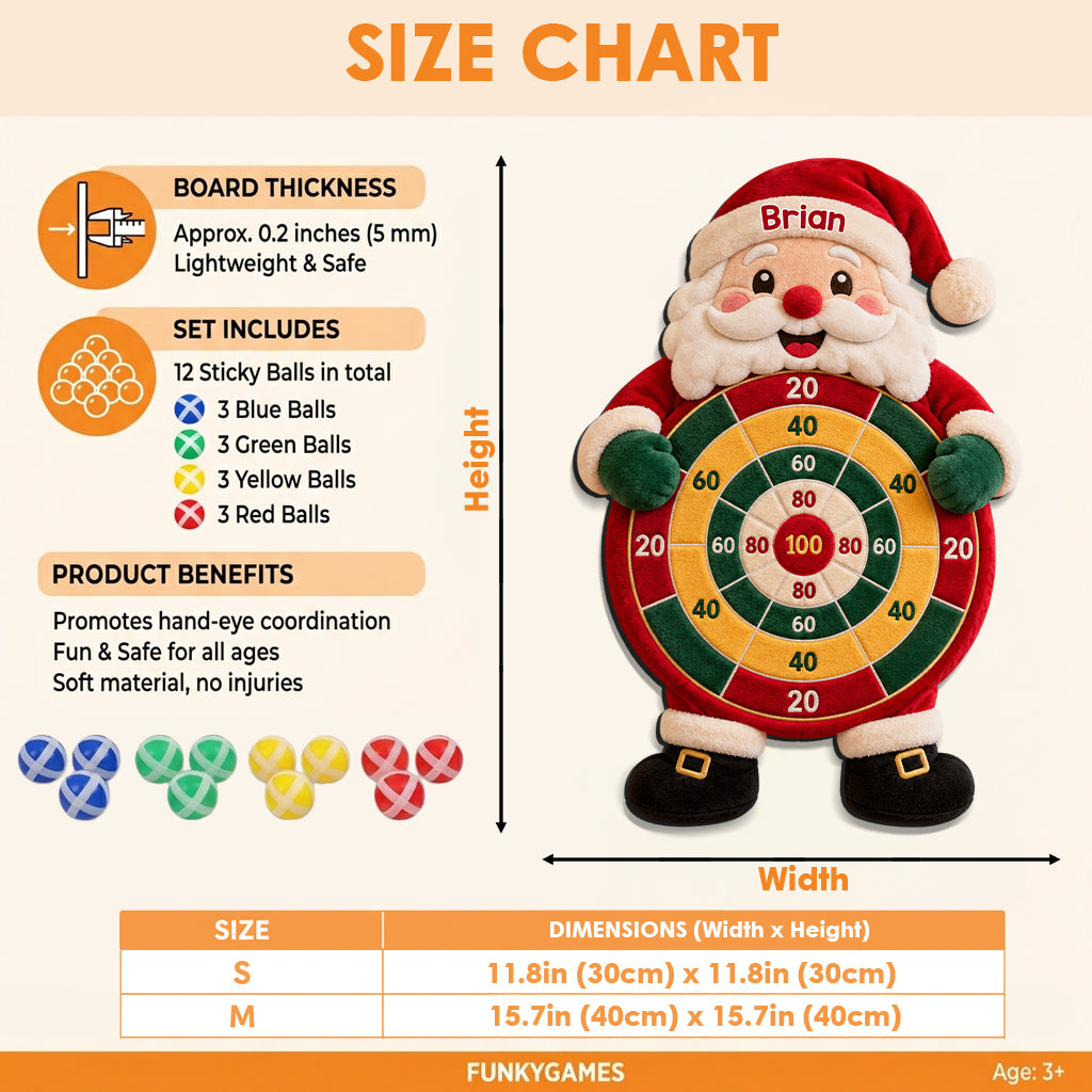 Ready, Aim, Giggle! - Personalized Christmas Sticky Ball Dart Board Set