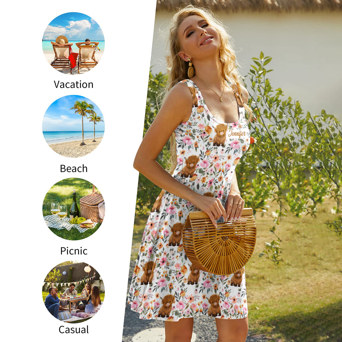 Juste une fille qui aime les vaches des Highlands - Robe sans manches personnalisée avec motif vache des Highlands