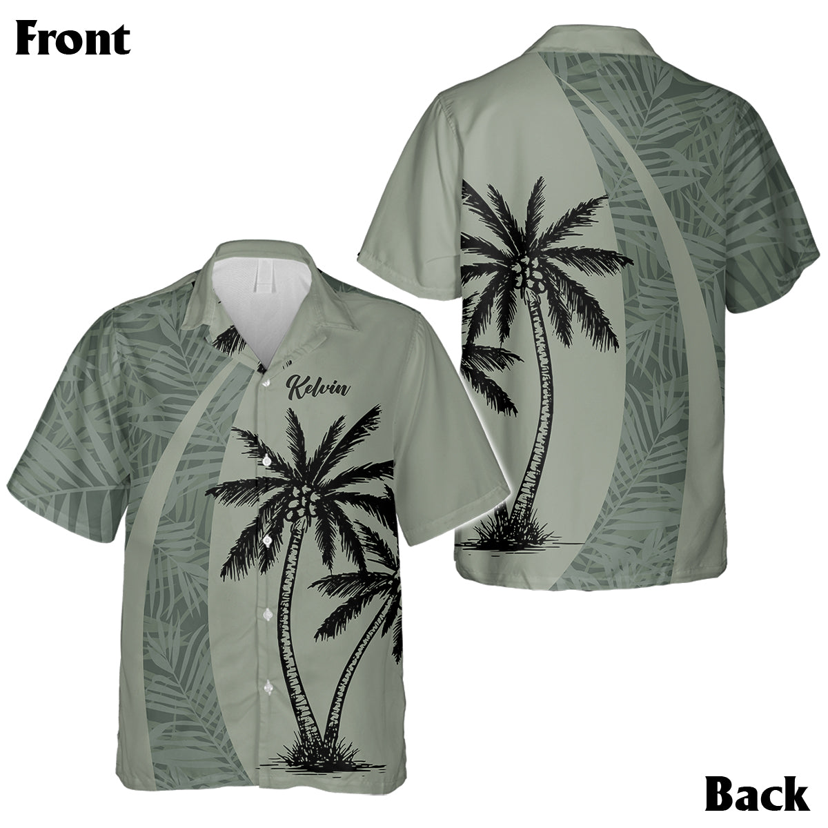 Coconut Tree Tropical Leaf Print Matching Hawaii Beach Outfit For Couples - Personalized Couple Hawaiian Shirt & Sleeveless Dress