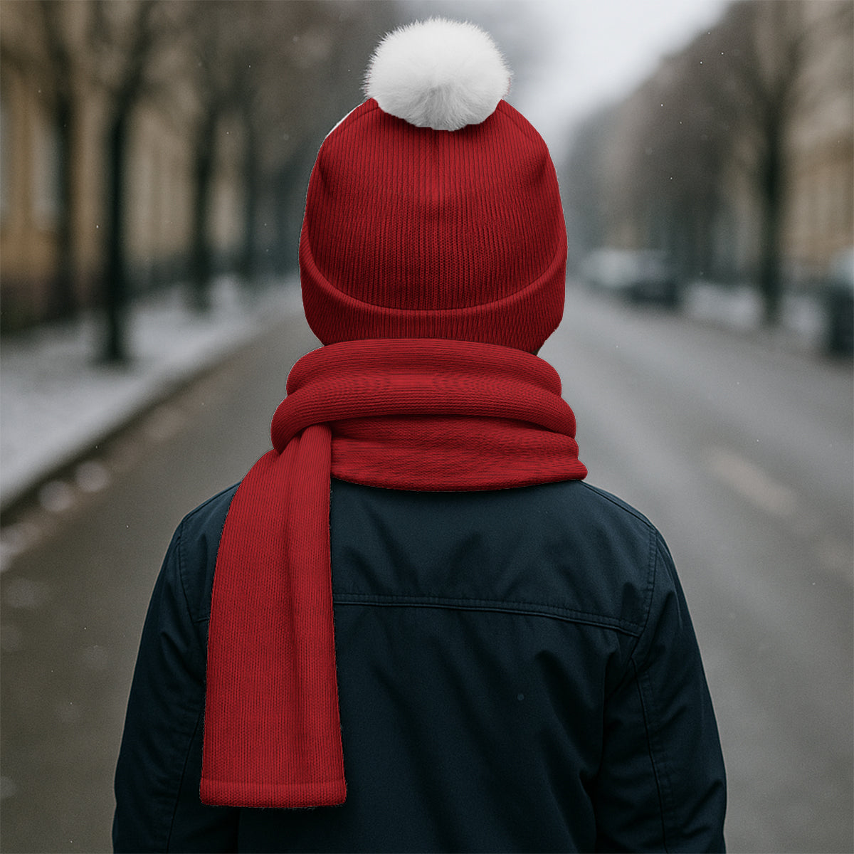 Cute Reindeer - Personalized Kid Knitted Beanie Hat and Scarf Set