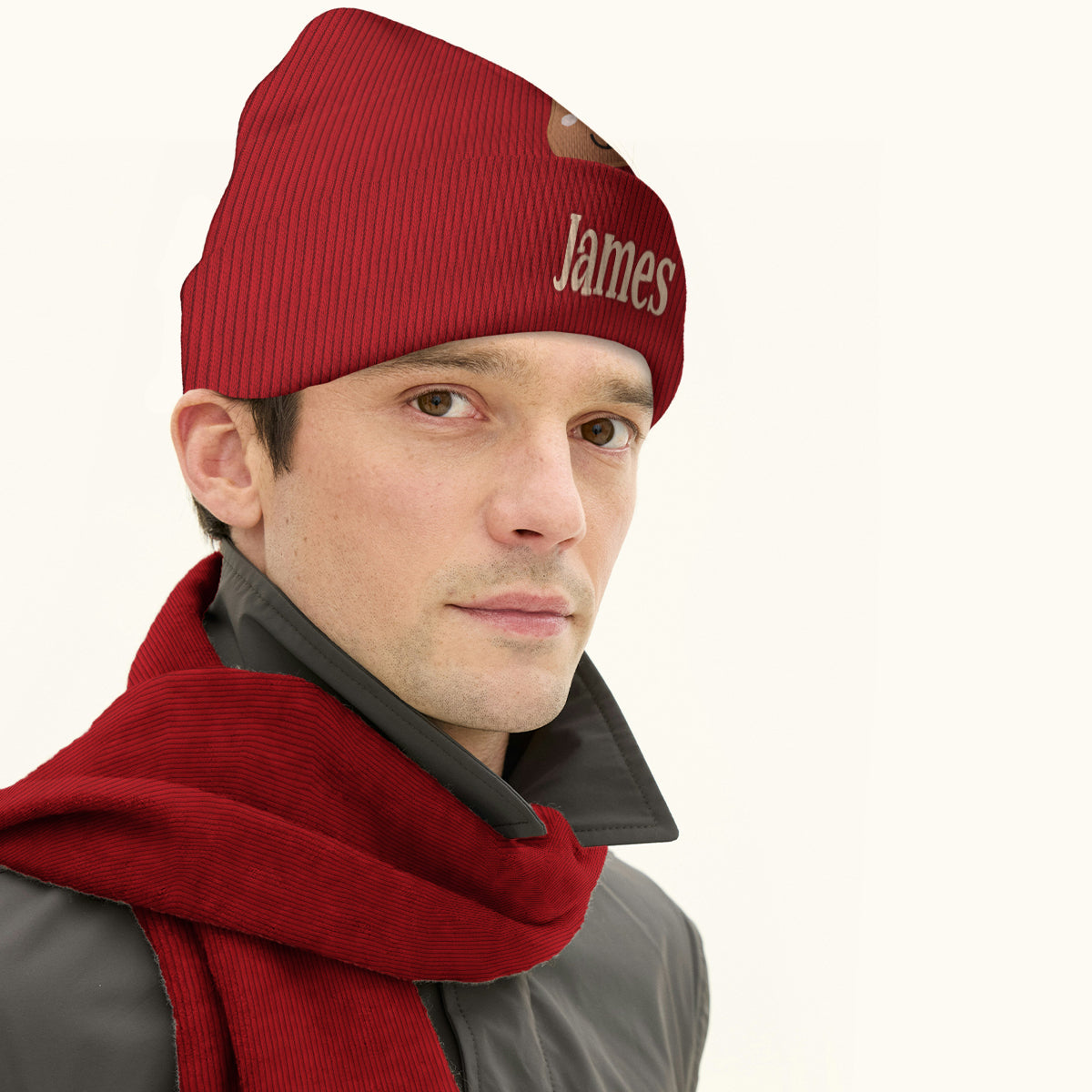 Cute Reindeer - Personalized Kid Knitted Beanie Hat and Scarf Set