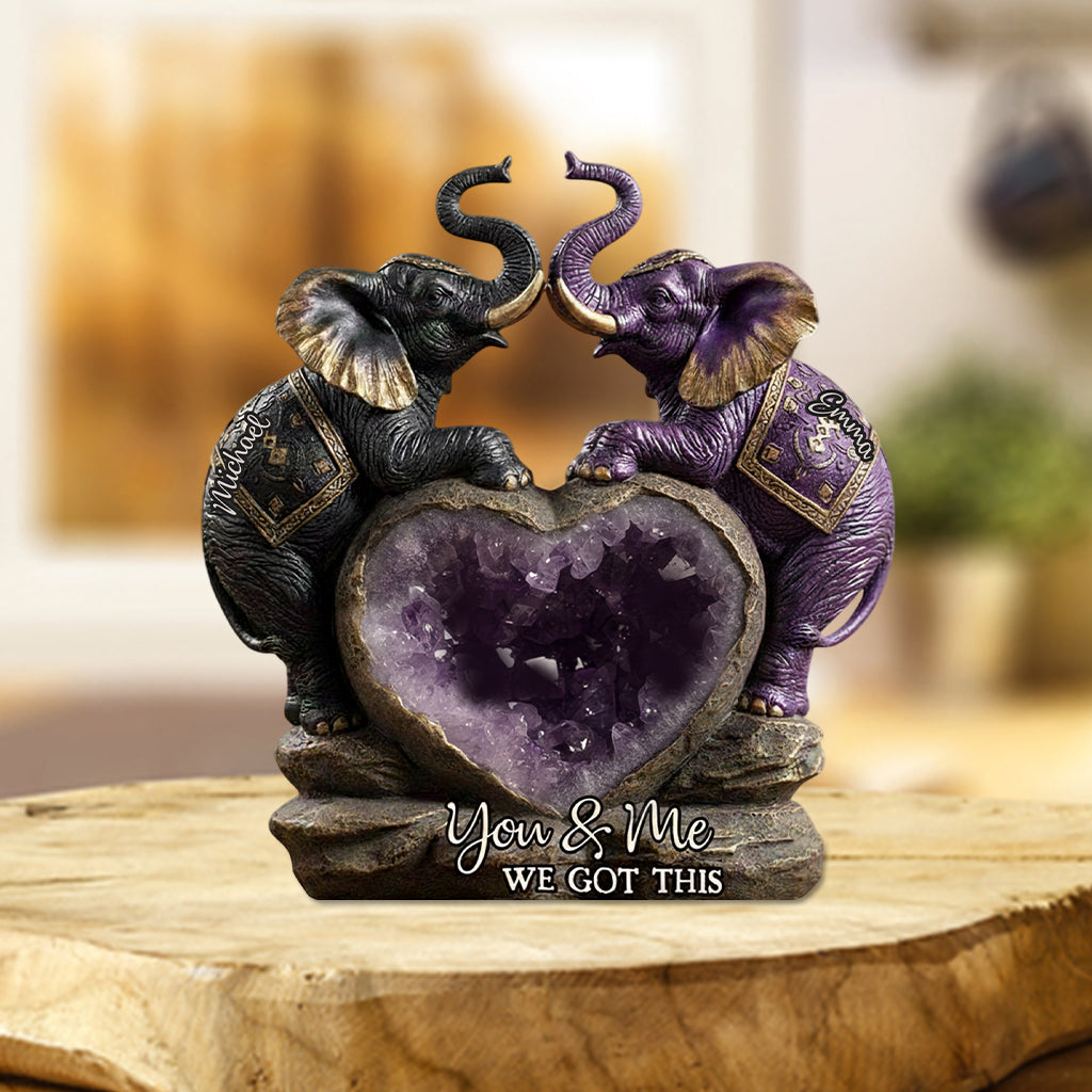 You & Me We Got This - Personalized Elephant Custom Shaped Acrylic Plaque