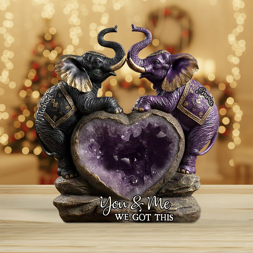 You & Me We Got This - Personalized Elephant Custom Shaped Acrylic Plaque