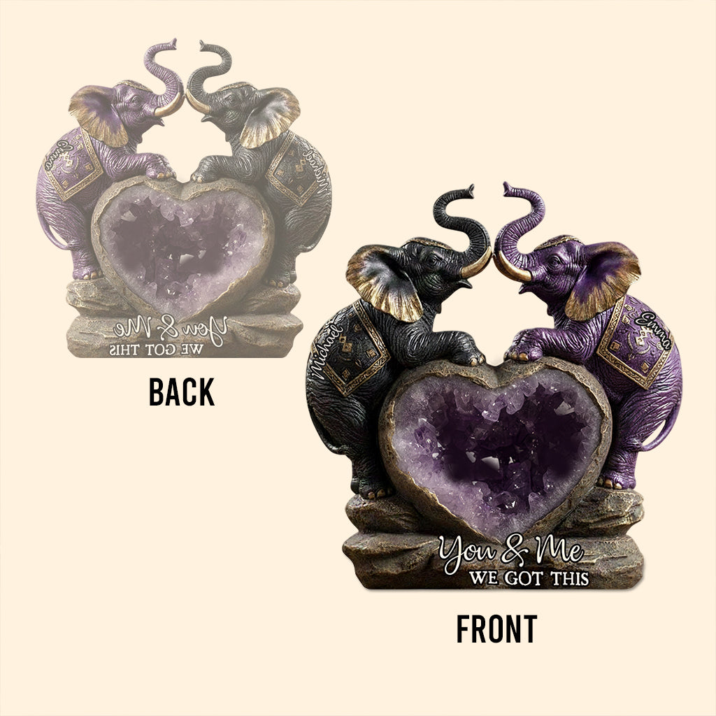 You & Me We Got This - Personalized Elephant Custom Shaped Acrylic Plaque