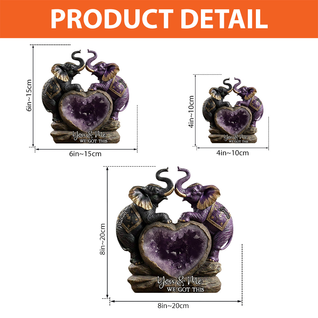 You & Me We Got This - Personalized Elephant Custom Shaped Acrylic Plaque