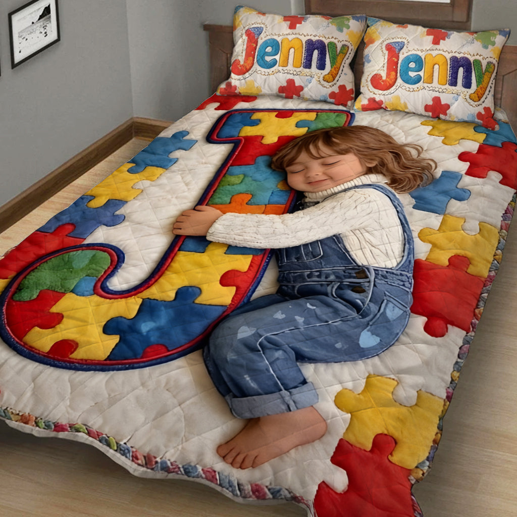 Autism Letter - Personalized Autism Awareness Quilt Set