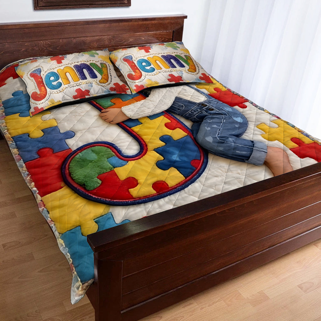 Autism Letter - Personalized Autism Awareness Quilt Set