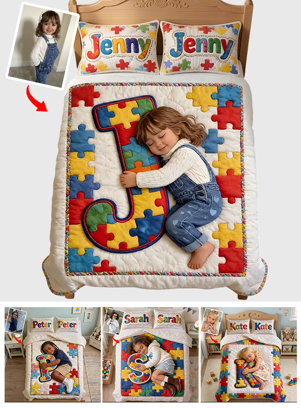 Autism Letter - Personalized Autism Awareness Quilt Set
