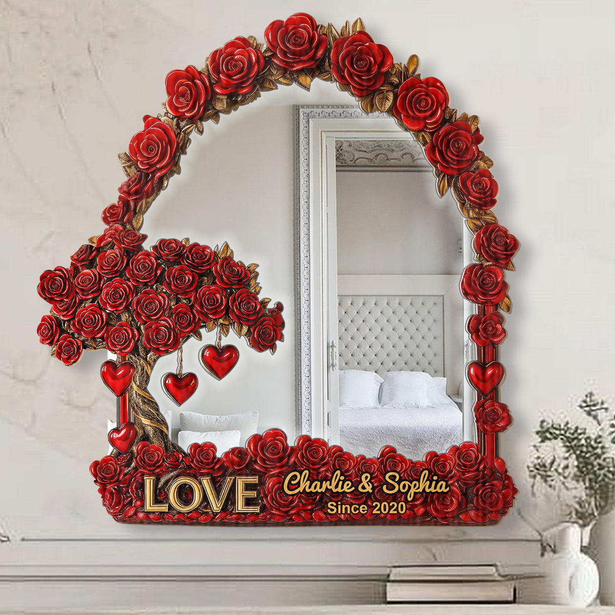 Tree Of Love - Personalized Couple Wall Hanging Mirror