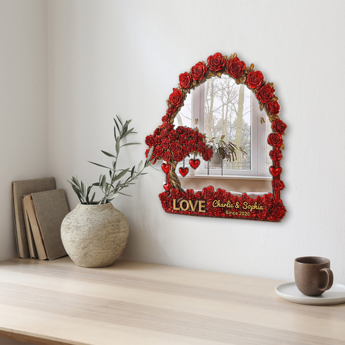 Tree Of Love - Personalized Couple Wall Hanging Mirror