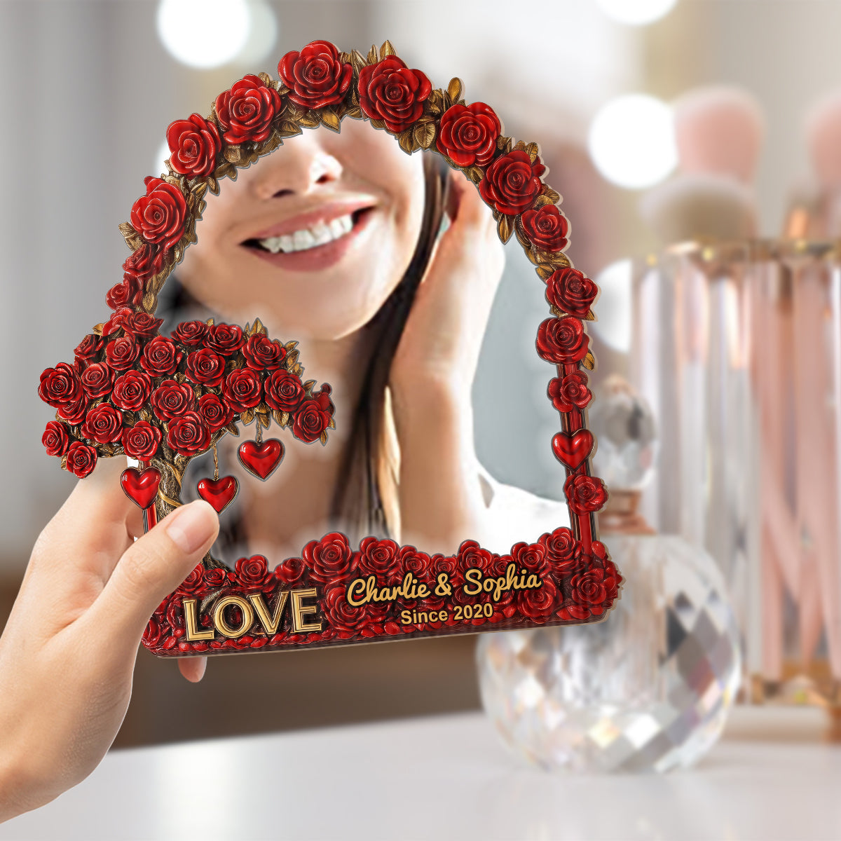 Tree Of Love - Personalized Couple Wall Hanging Mirror