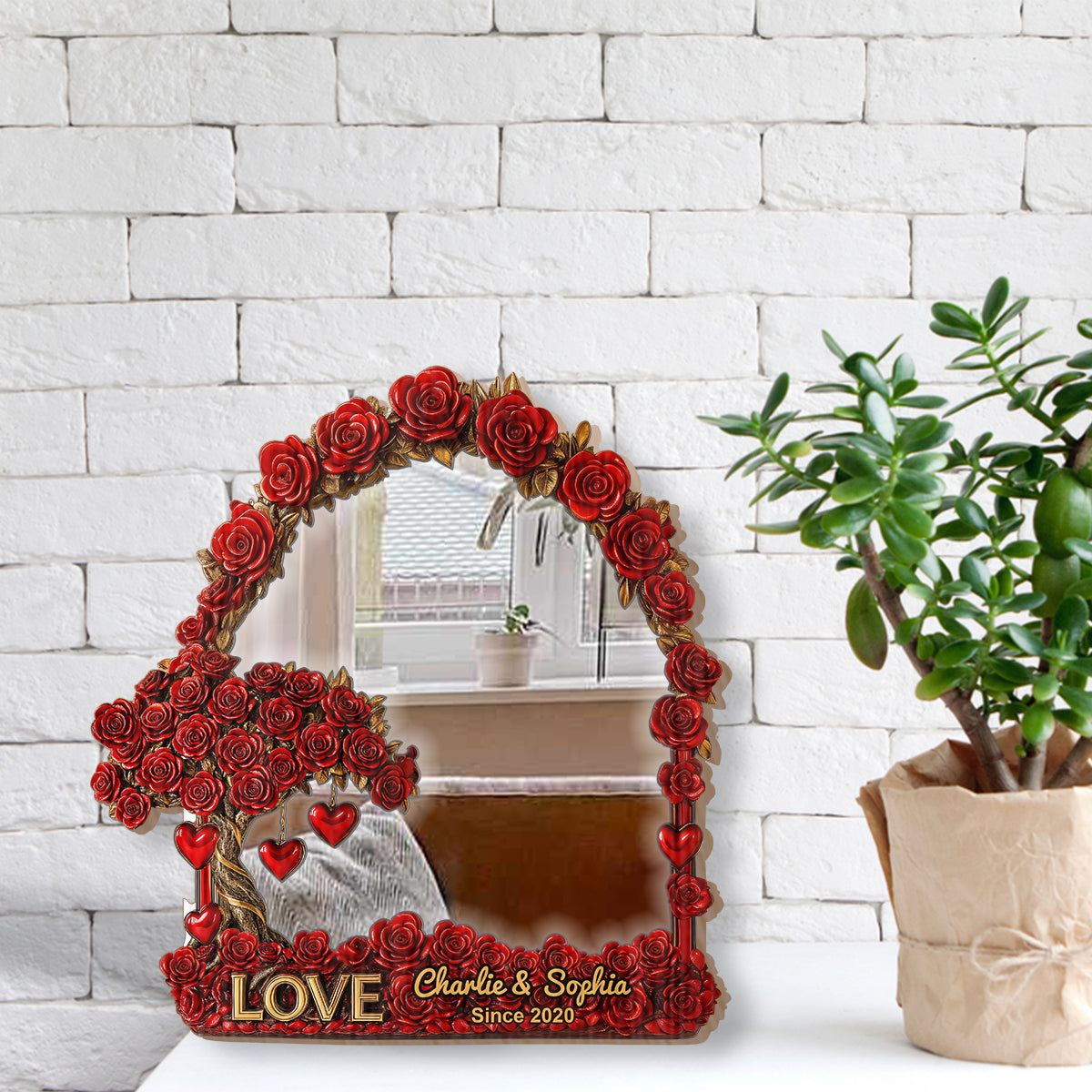 Tree Of Love - Personalized Couple Wall Hanging Mirror