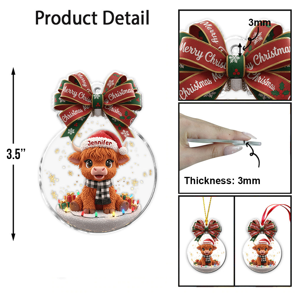 Joyeux Noël - Ornement personnalisé vache des Highlands