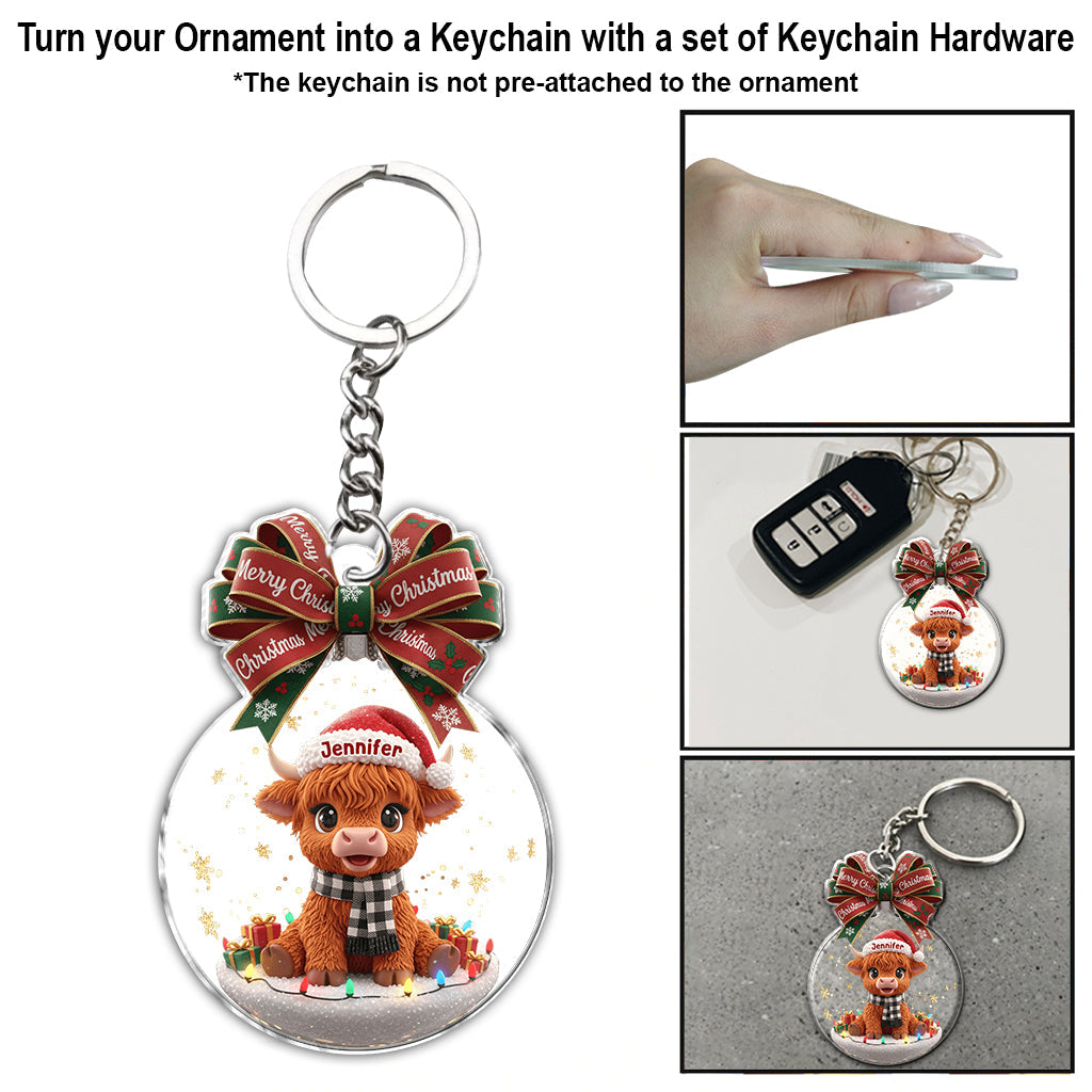 Joyeux Noël - Ornement personnalisé vache des Highlands