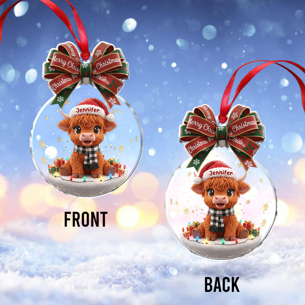 Joyeux Noël - Ornement personnalisé vache des Highlands