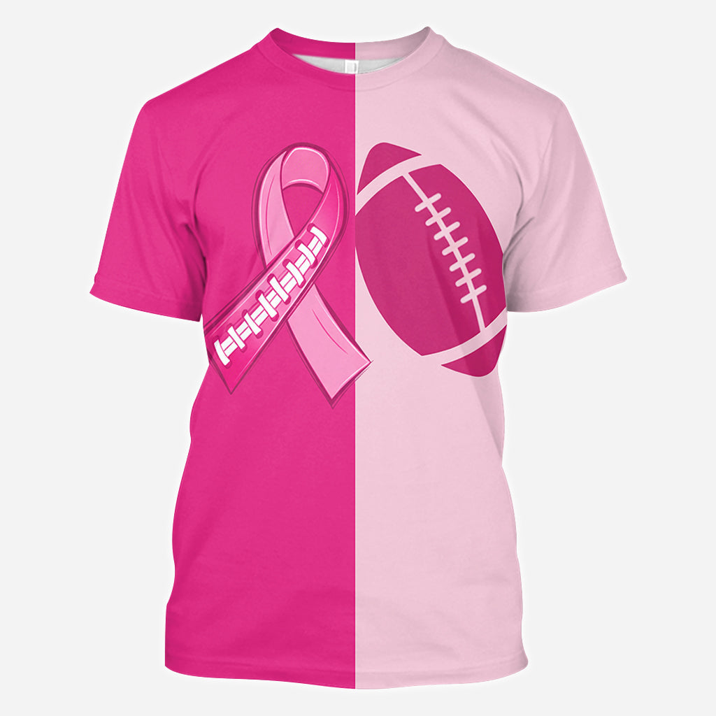 Pink Ribbon Football - Personalized Breast Cancer Awareness All Over Shirt