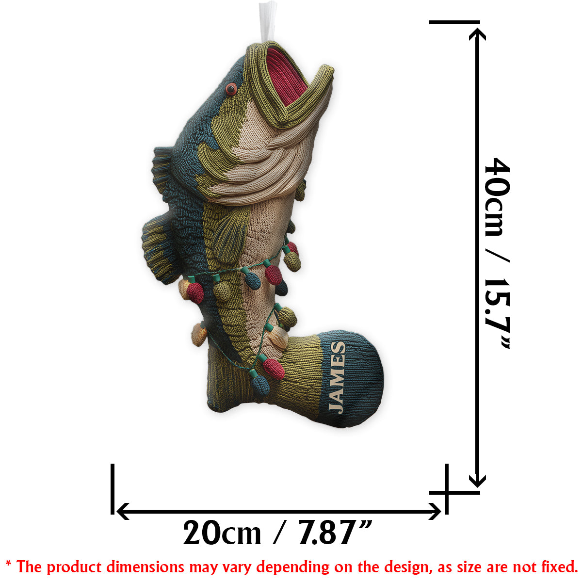 Love Fishing - Personalized Fishing Shaped Christmas Stocking