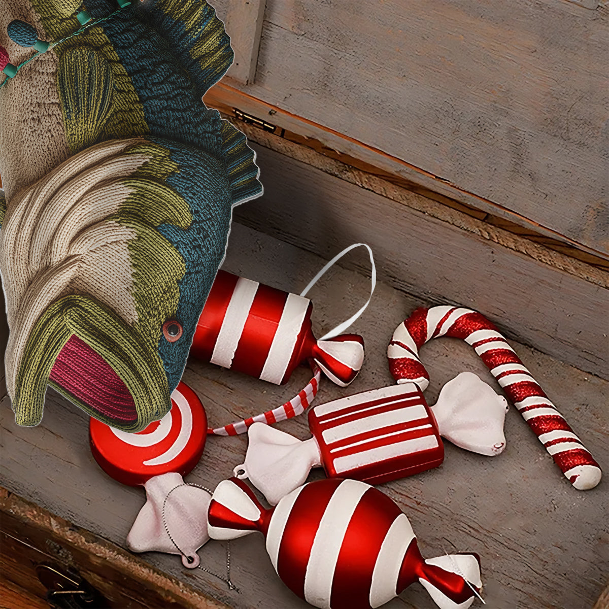 Love Fishing - Personalized Fishing Shaped Christmas Stocking