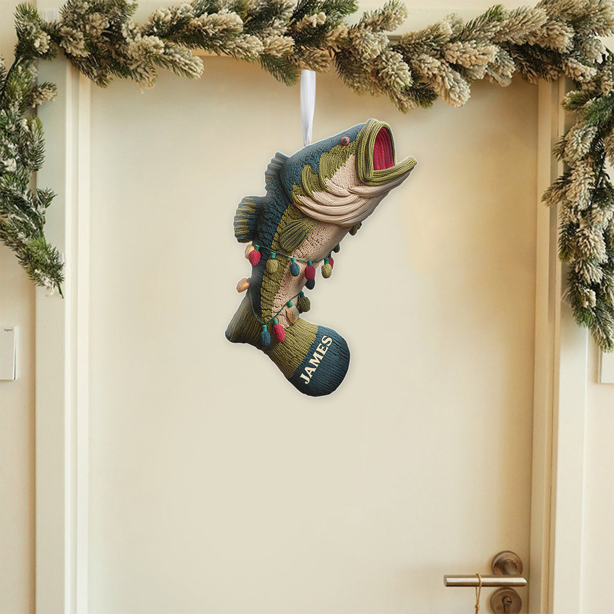 Love Fishing - Personalized Fishing Shaped Christmas Stocking