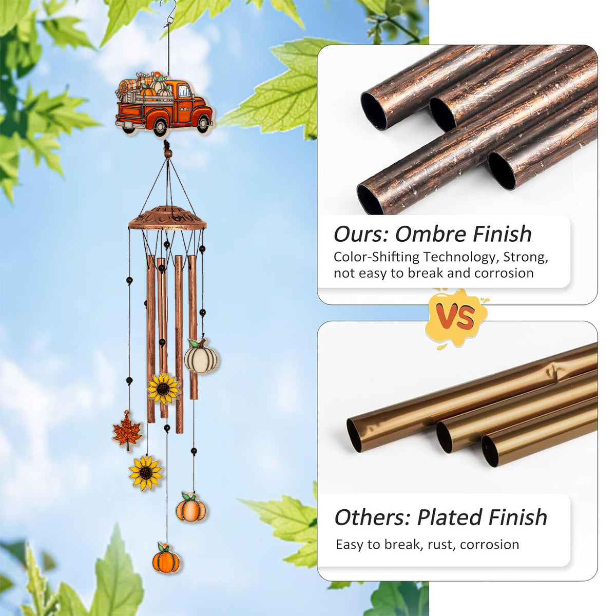 Herbst-LKW – Personalisiertes Herbst-Windspiel mit Anhängern