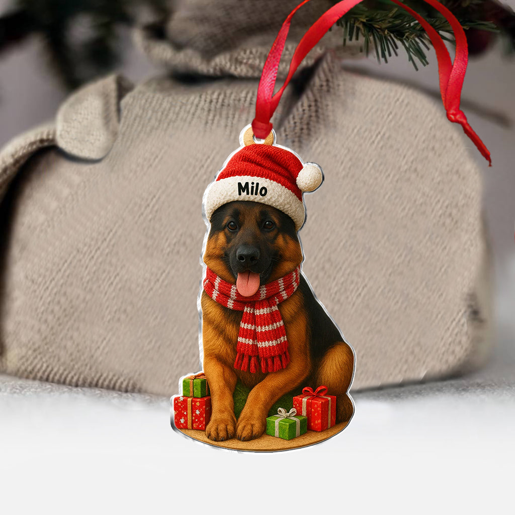 Christmas Dog - Personalized Dog Custom Shaped Ornament