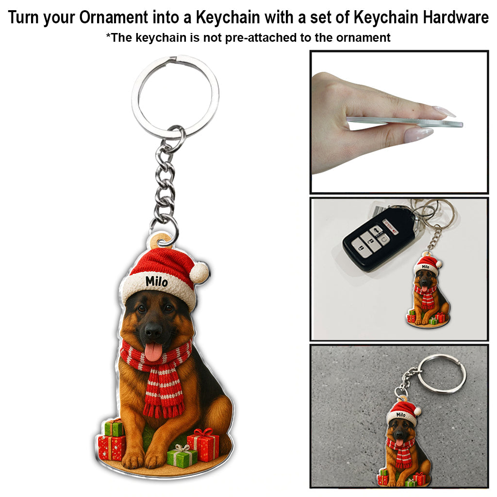 Christmas Dog - Personalized Dog Custom Shaped Ornament