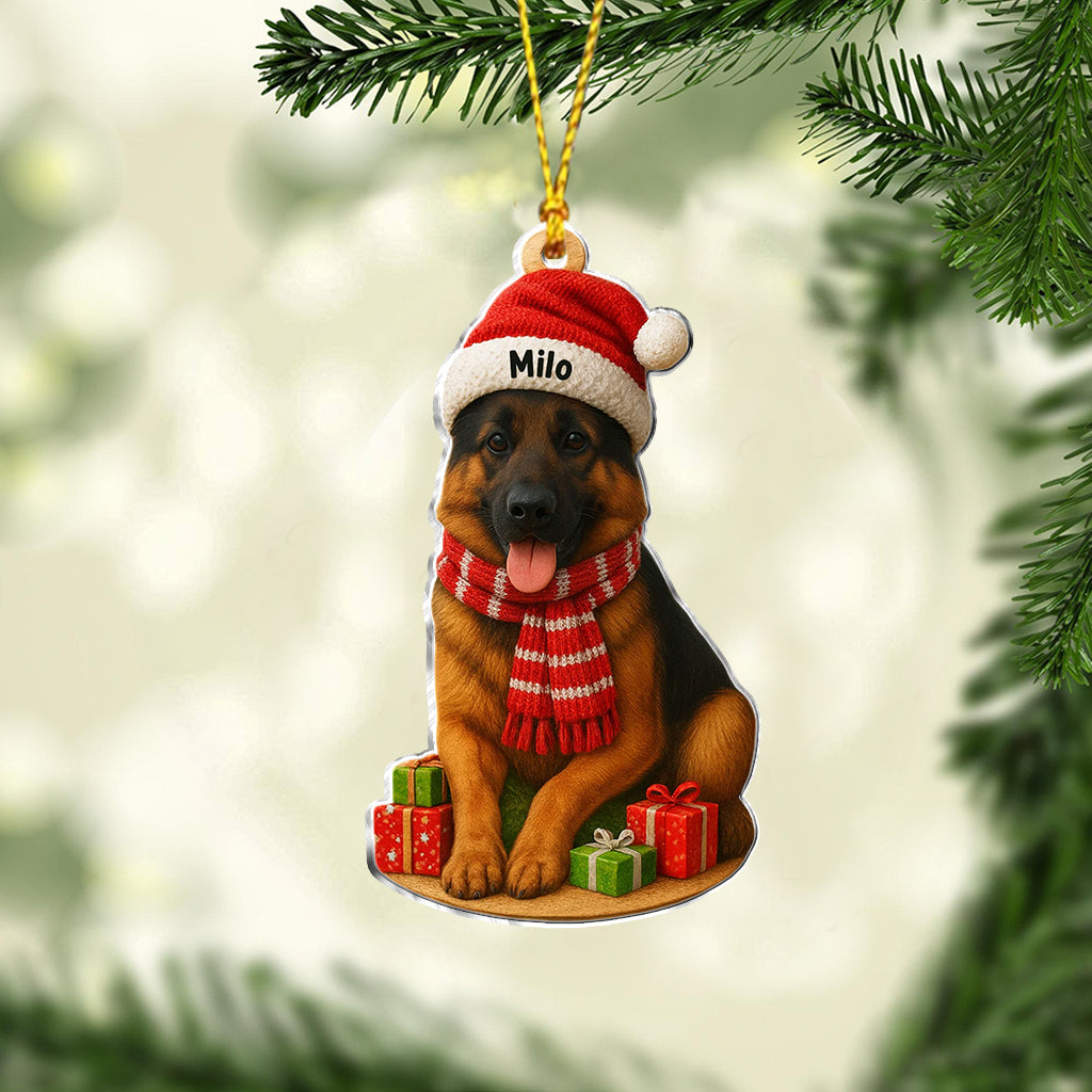 Christmas Dog - Personalized Dog Custom Shaped Ornament