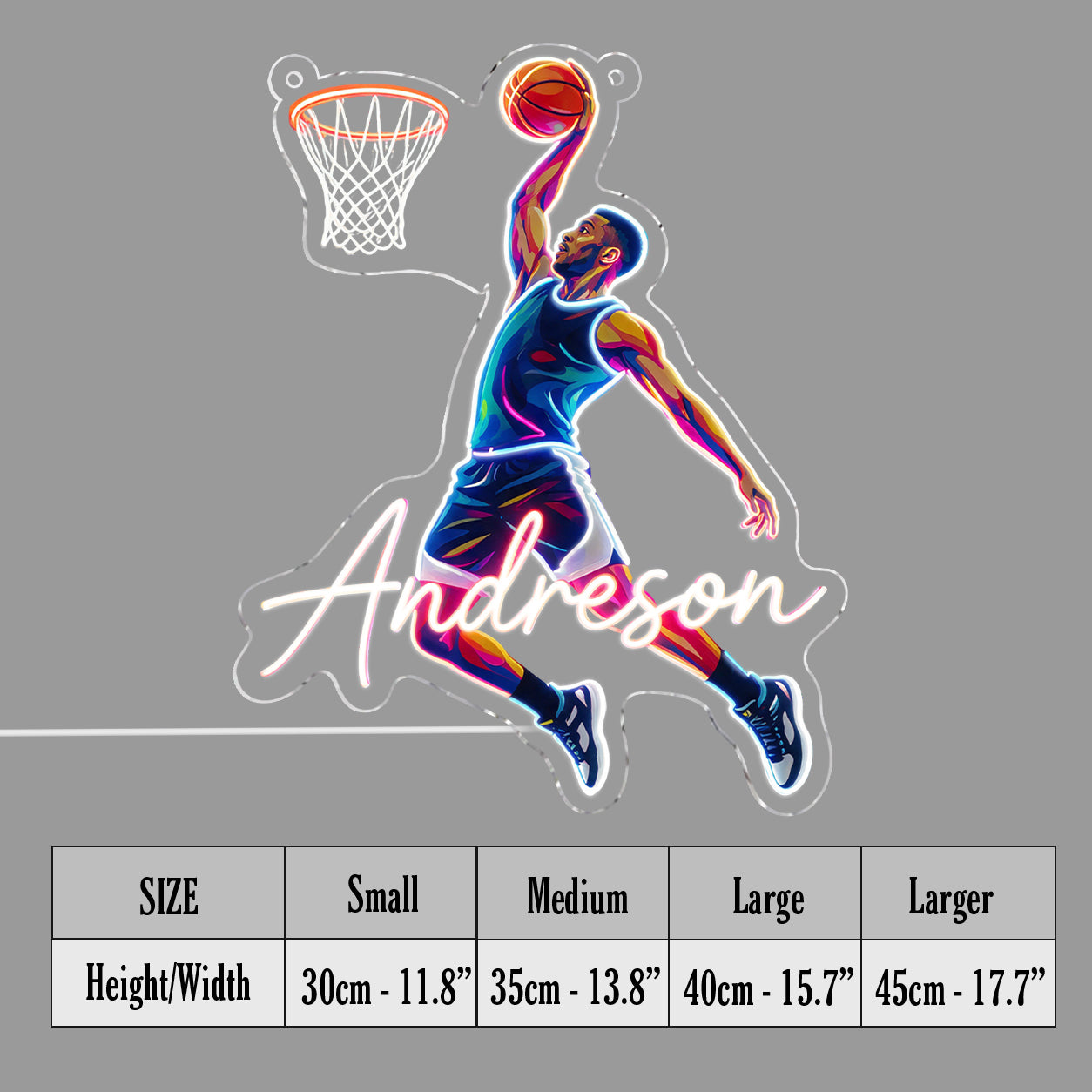 Custom From Any Photo For Any Sport - Personalized Basketball Neon LED Light Sign