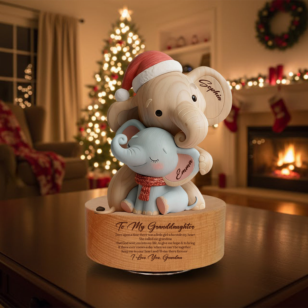 To My Granddaughter - Personalized Grandma Rotating Music Plaque