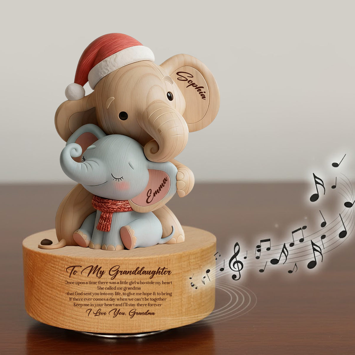 To My Granddaughter - Personalized Grandma Rotating Music Plaque