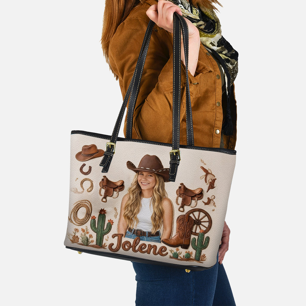 Wild Hearts & Western Dreams - Personalized Cowgirl Leather Bag With Plush Charm