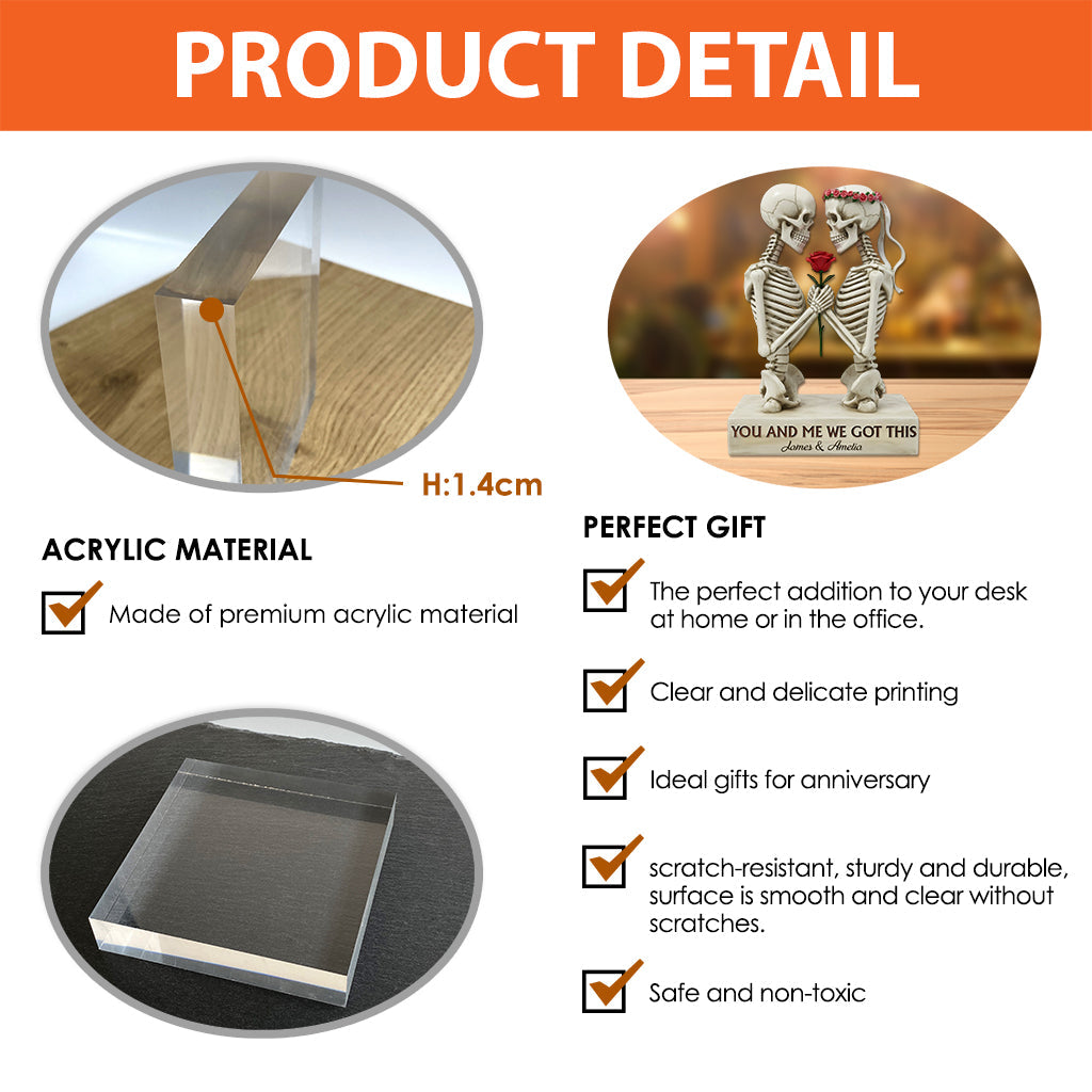 You & Me We Got This - Personalized Skull Custom Shaped Acrylic Plaque