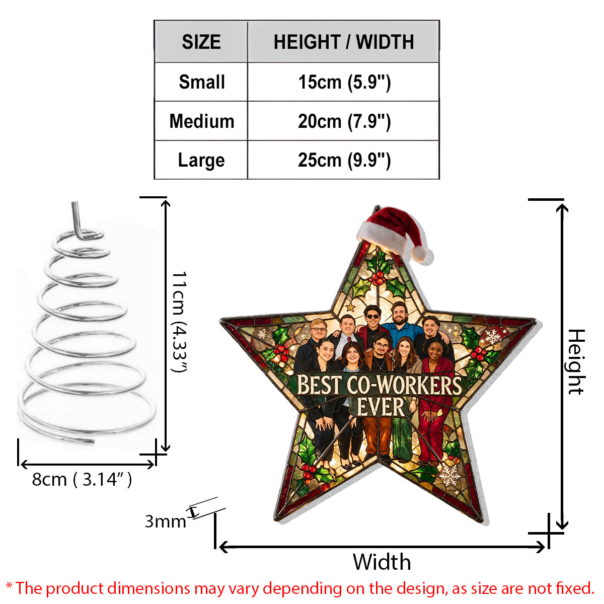 Office Christmas Tree Decoration Star - Personalized Colleague LED Light Tree Topper