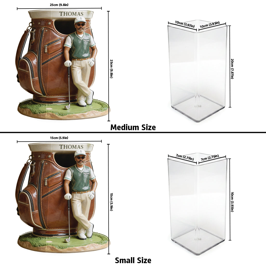 Funny Custom Golf Bag Plant Pot, Flower Vase - Personalized Golf Acrylic Pot & Stake