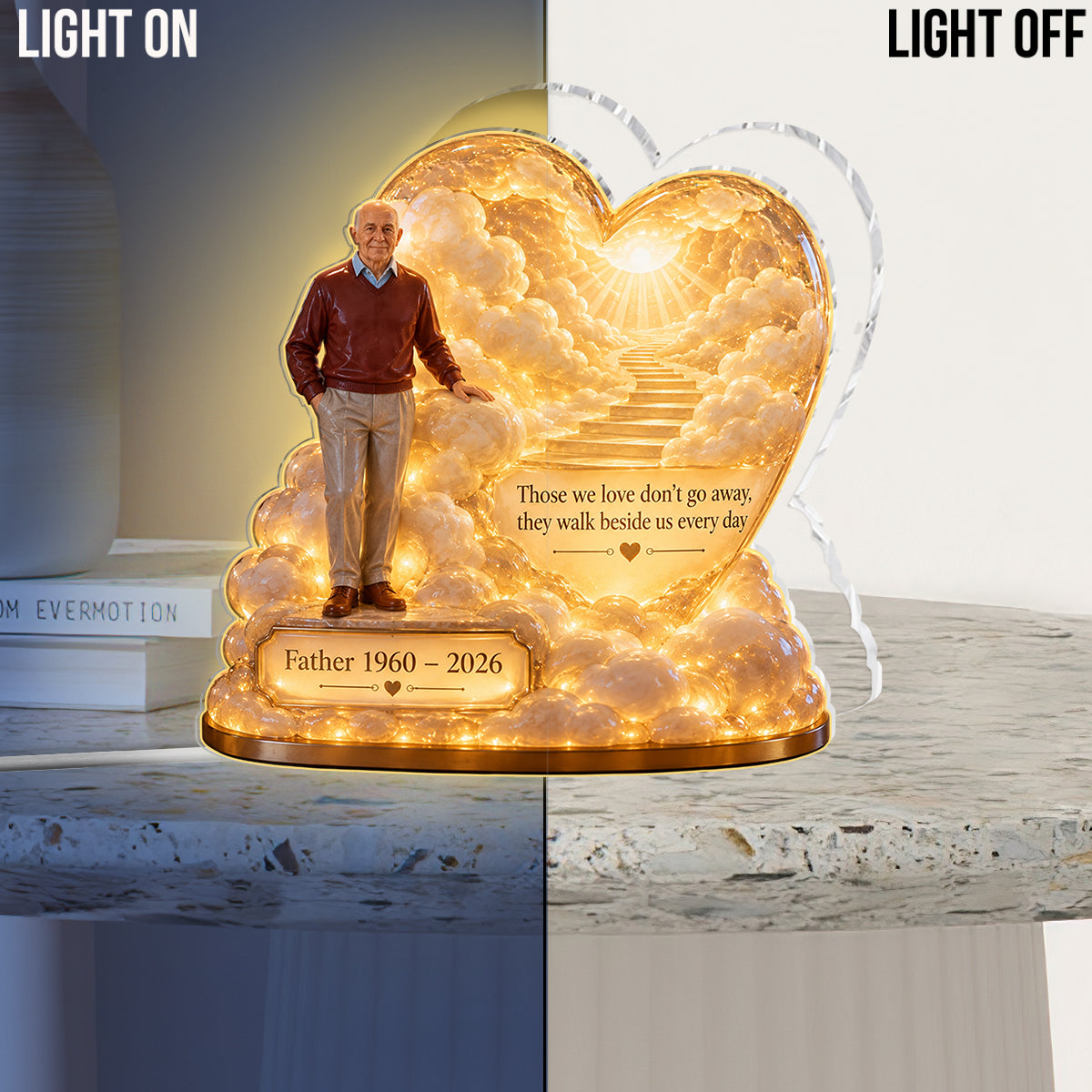 Cadeau commémoratif personnalisé, un bel objet pour honorer un être cher - Lampe de nuit LED acrylique personnalisée