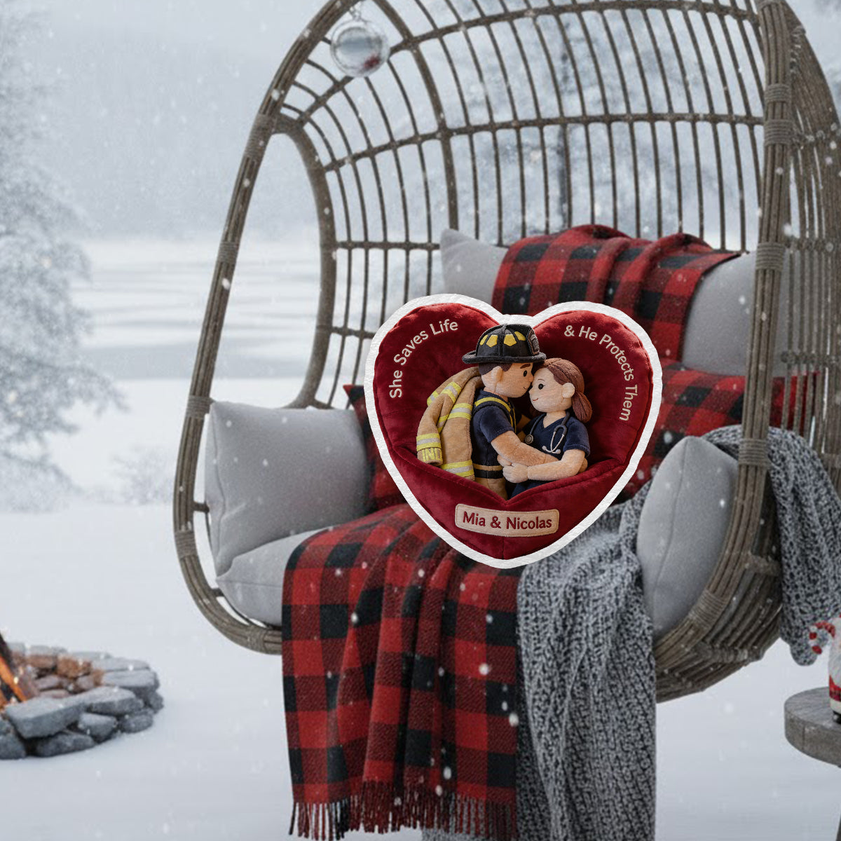 Toi et moi, on gère ! - Coussin personnalisé en fausse fourrure en forme d'infirmière